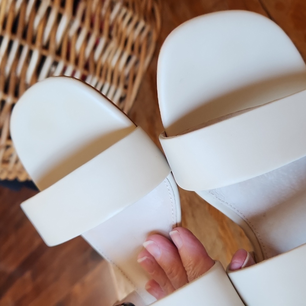 Sanctuary Sandals Leather Slides cream tortoise buckle sz 8.5 Shimmy Low‎ - Picture 11 of 13